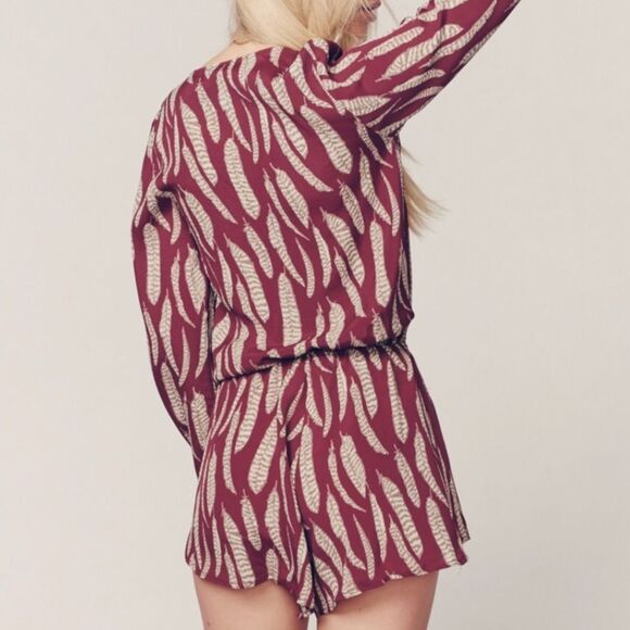 BLUE LIFE BOHO SLEEVE ROMPER IN BORDEAUX - Picture 3 of 7